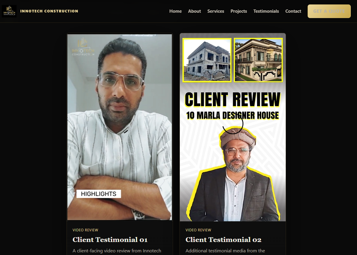 Innotech Construction client testimonials page