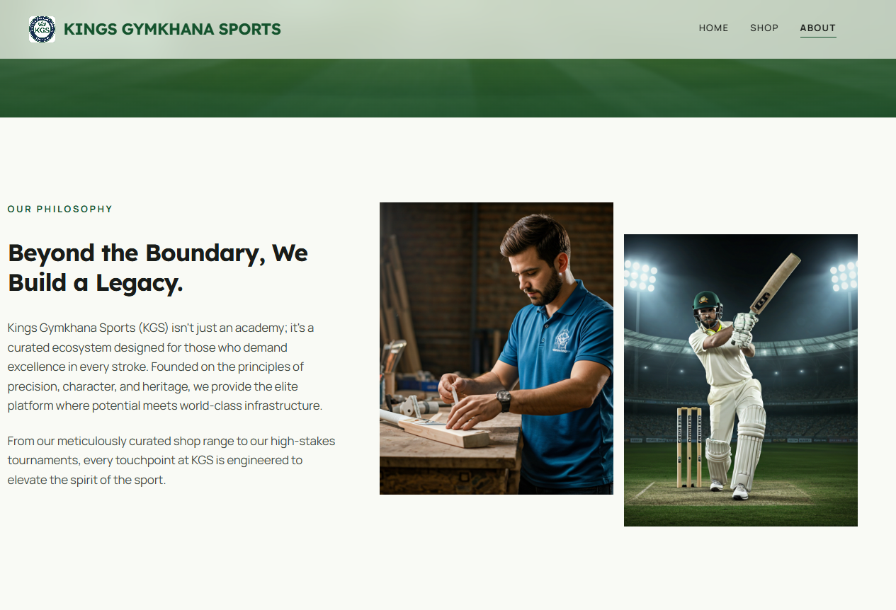 Kings Gymkhana Sports About page